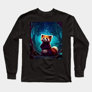 Red panda in magical forest Long Sleeve T-Shirt